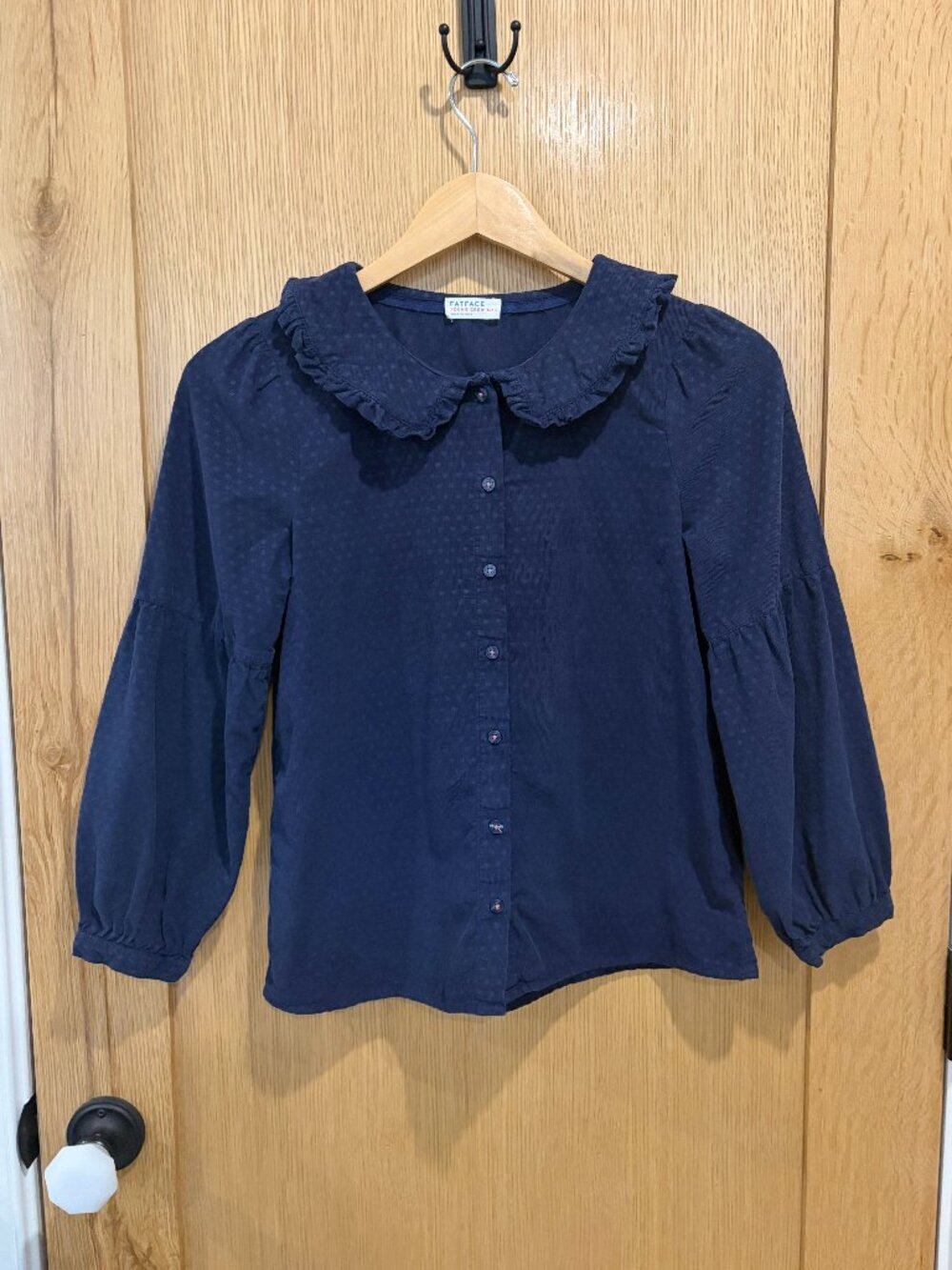 FatFace Young Crew Blue Spot Cord Blouse, Size 10
